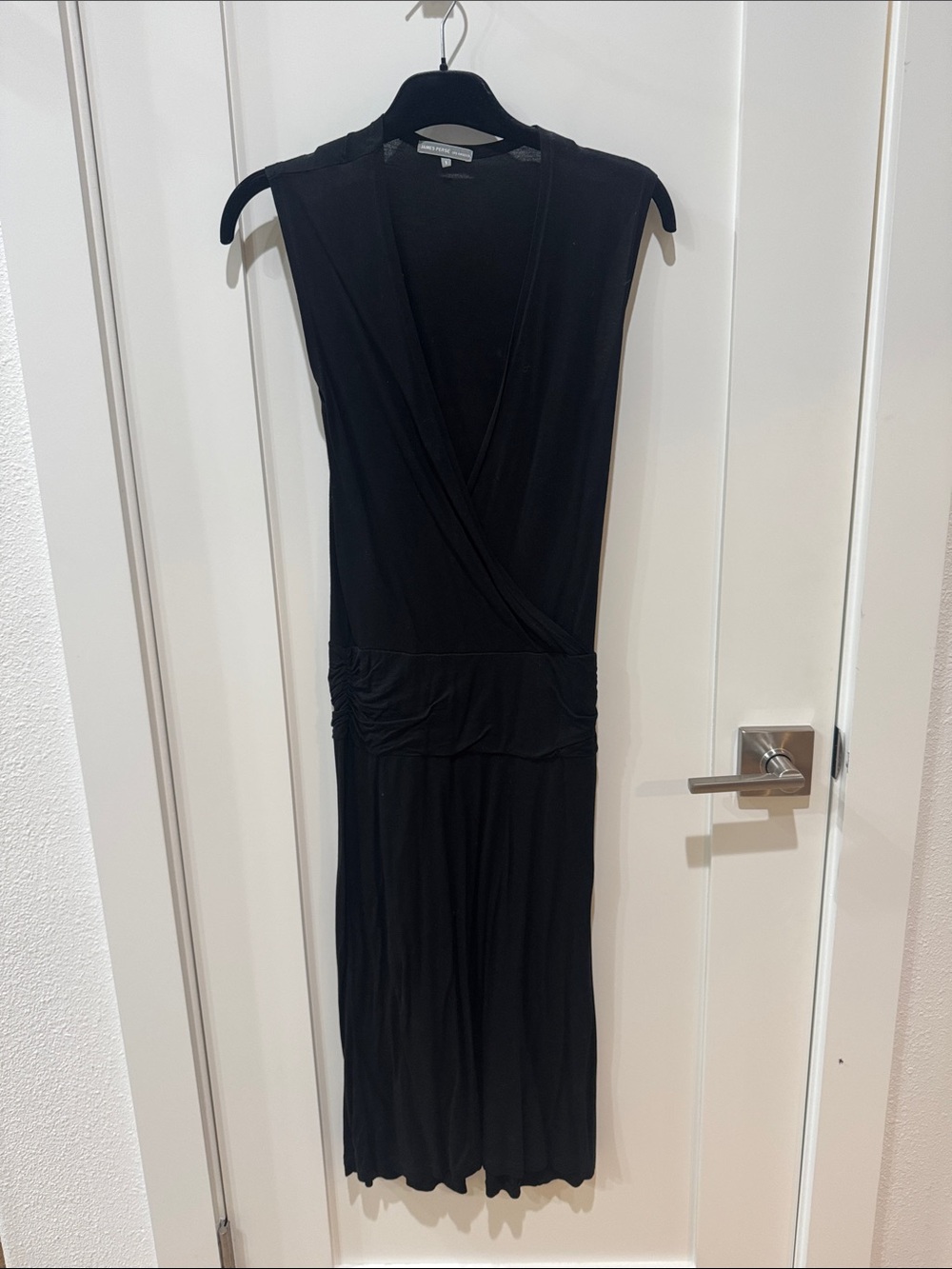 James Perse Sleeveless Black Wrap-Style Women's Dress